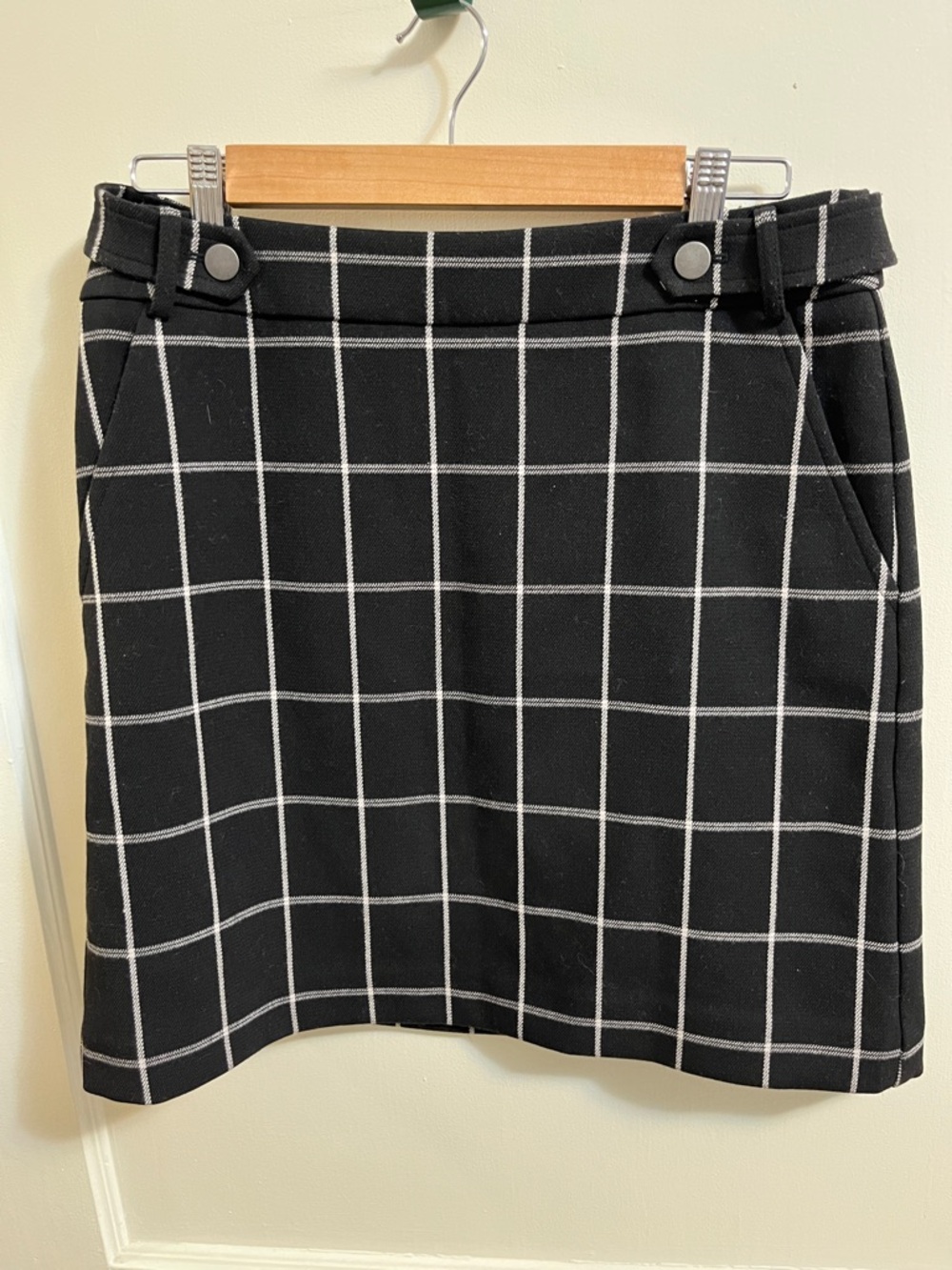 LOFT Black and White Checkered Skirt